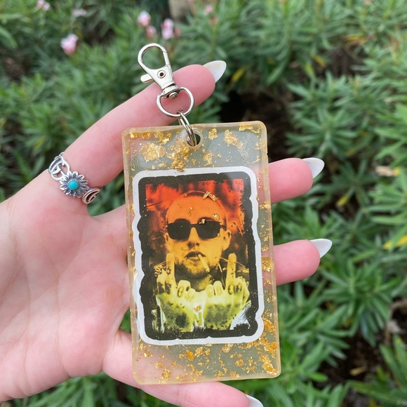 Mac Miller Cartoon & Gold Flakes Silver Hardware Keychain Bag Charm Resin Art - Picture 9 of 10